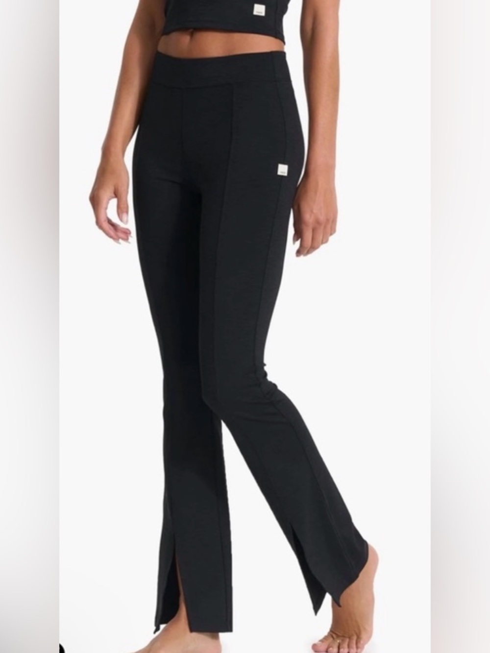 Vuori Lux Rib Split Bootcut Pants Small Black High Rise Flare Leggings S